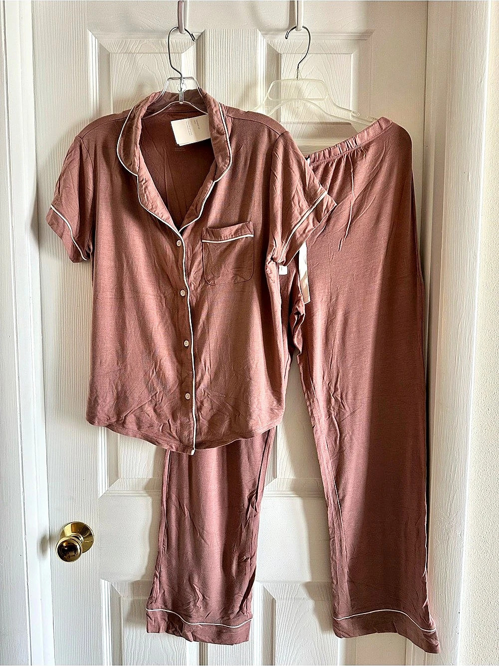 NWT Stars Above Beautifully Soft Short Sleeve Notch Collar Pajama Set Mauve Pink